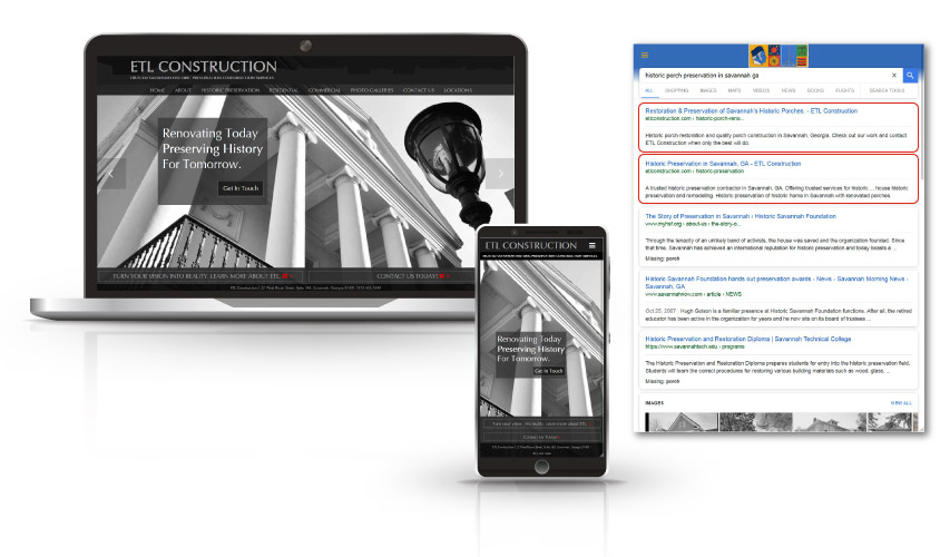 Beautiful website design and SEO for a construction company.