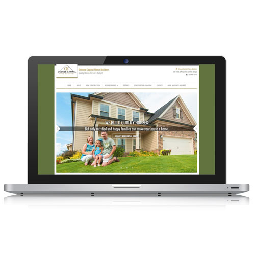Image of an open laptop displaying the oconee capital home builders website.
